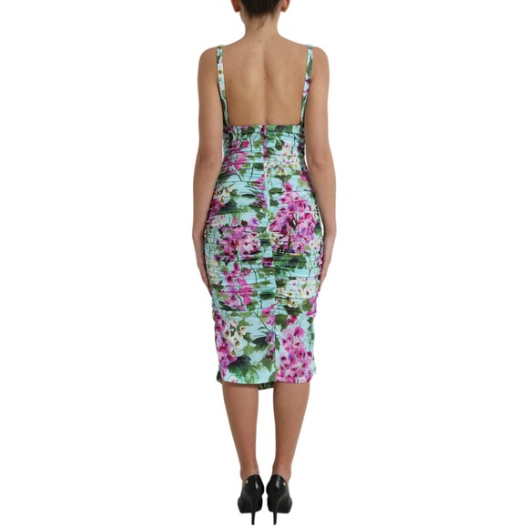 ❌Sold Dolce & Gabbana GORGEOUS Multicolor Floral V-neck Sheath Midi Dress - Picture 5 of 6